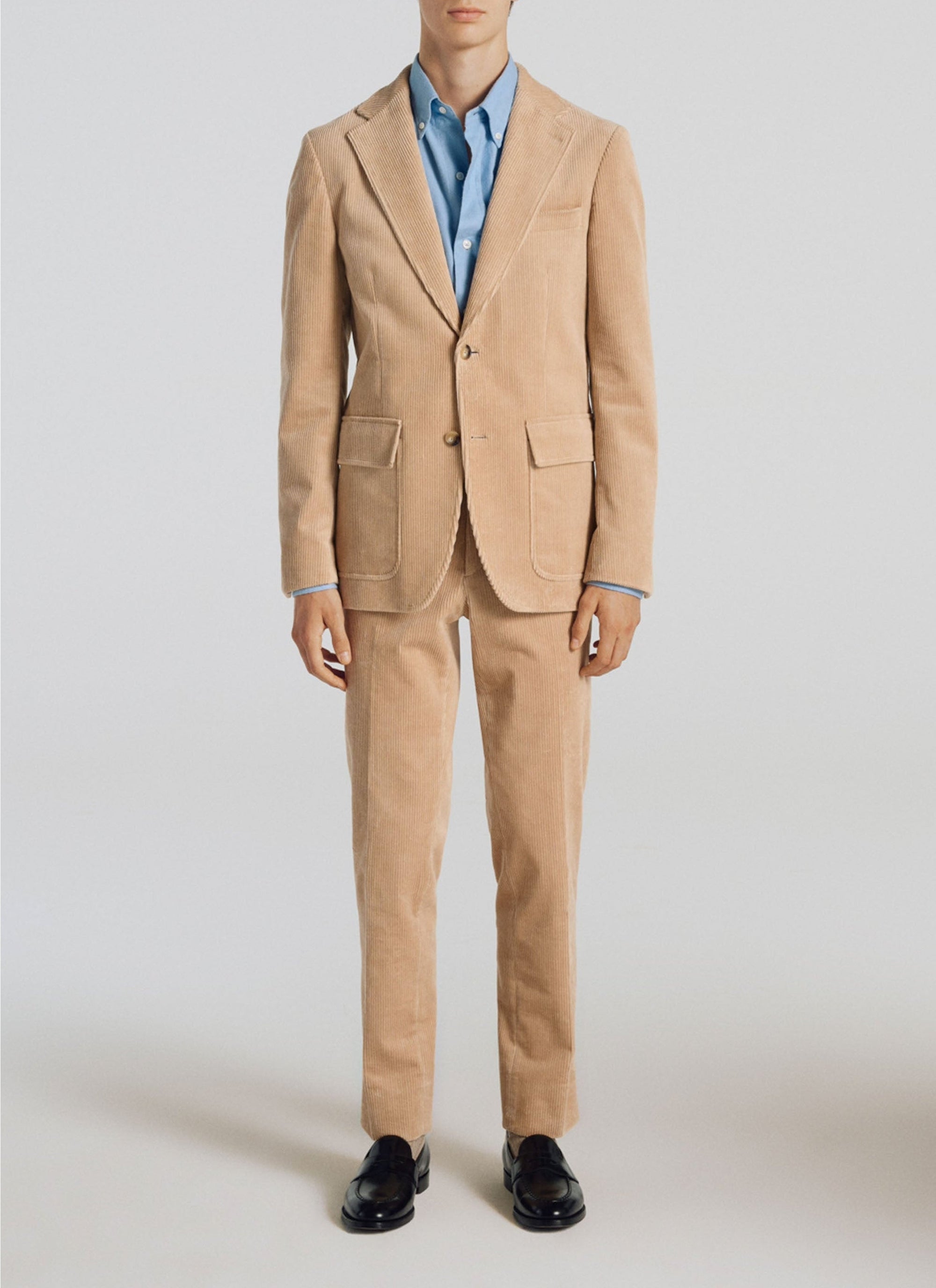 Veste à grand col tailleur en velours côtelé - Ivoire