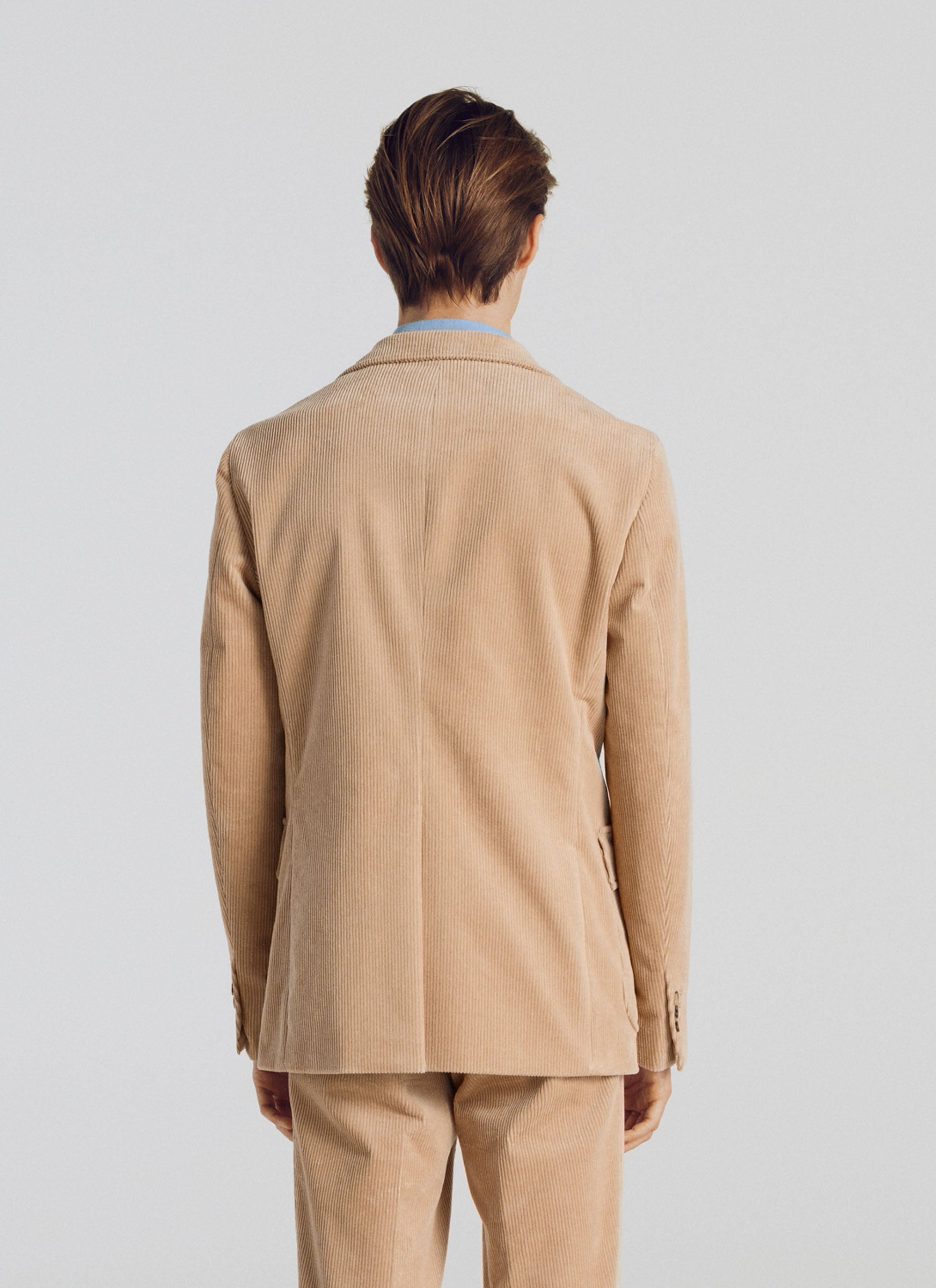 Veste à grand col tailleur en velours côtelé - Ivoire