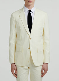 Veste en serge de coton et lin - Jaune Pâle