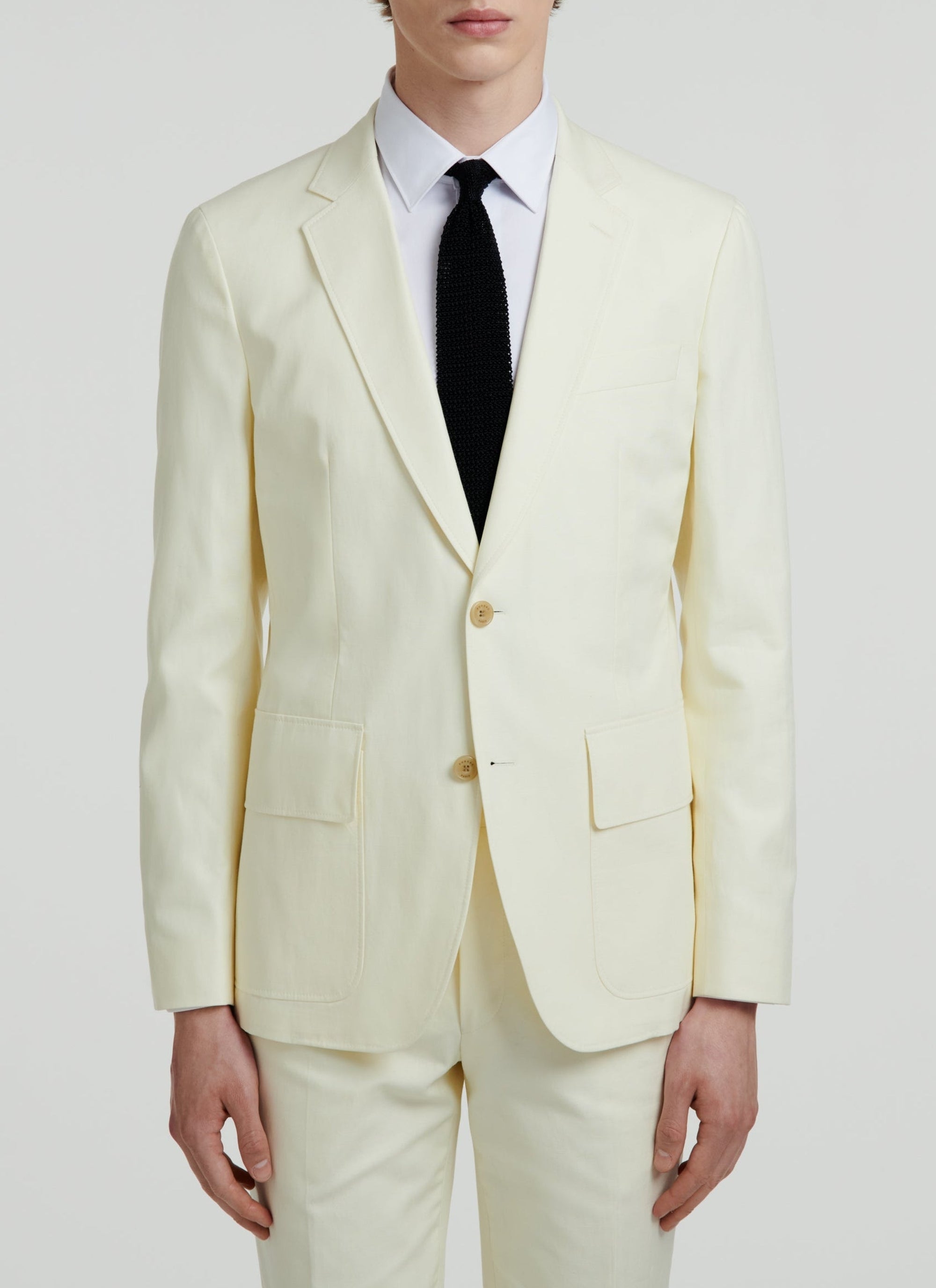 Veste en serge de coton et lin - Jaune Pâle