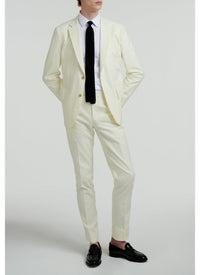 Veste en serge de coton et lin - Jaune Pâle