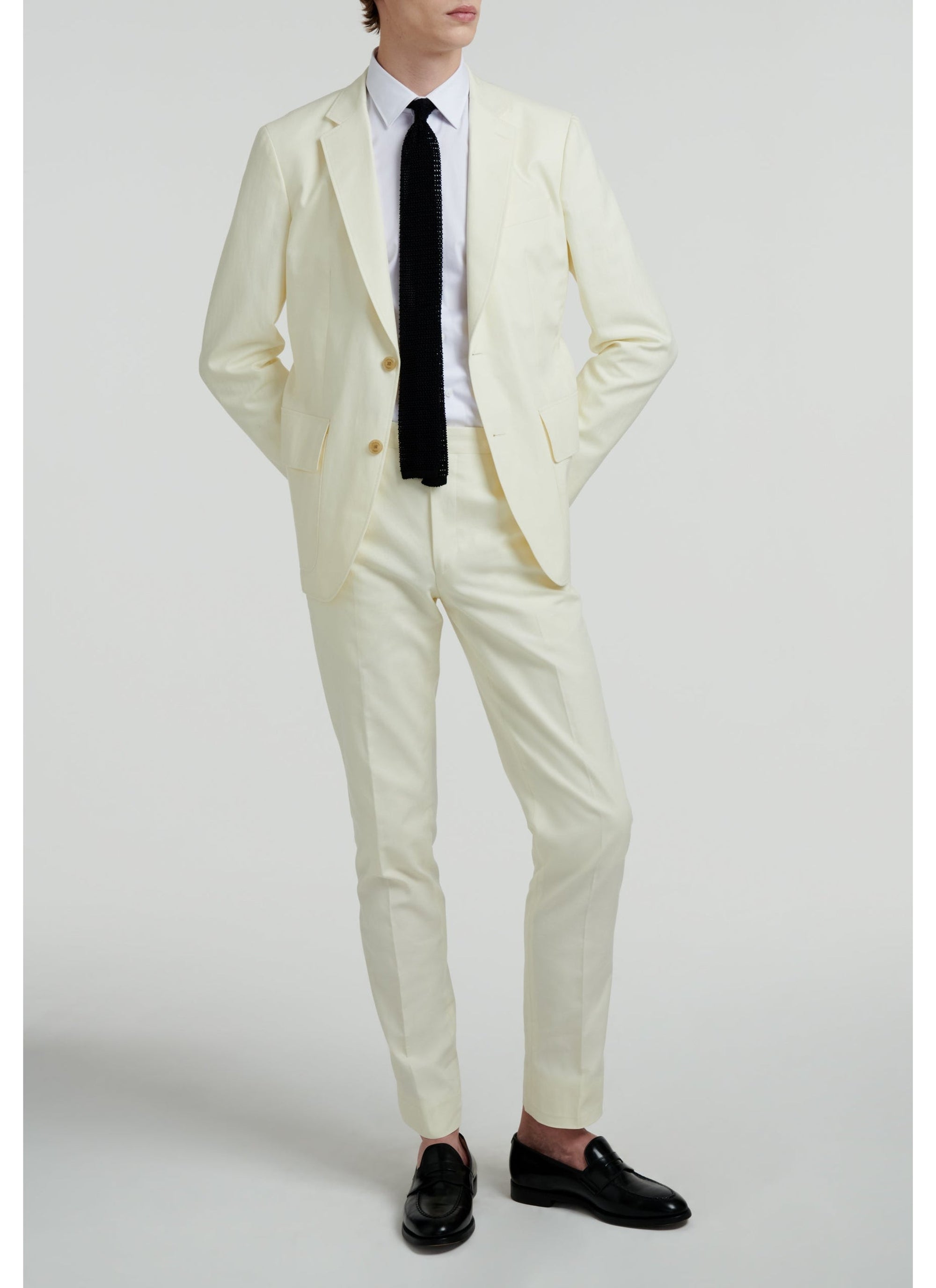 Veste en serge de coton et lin - Jaune Pâle