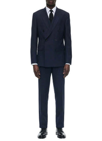Double-breasted blazer in woollen twill - Carbone