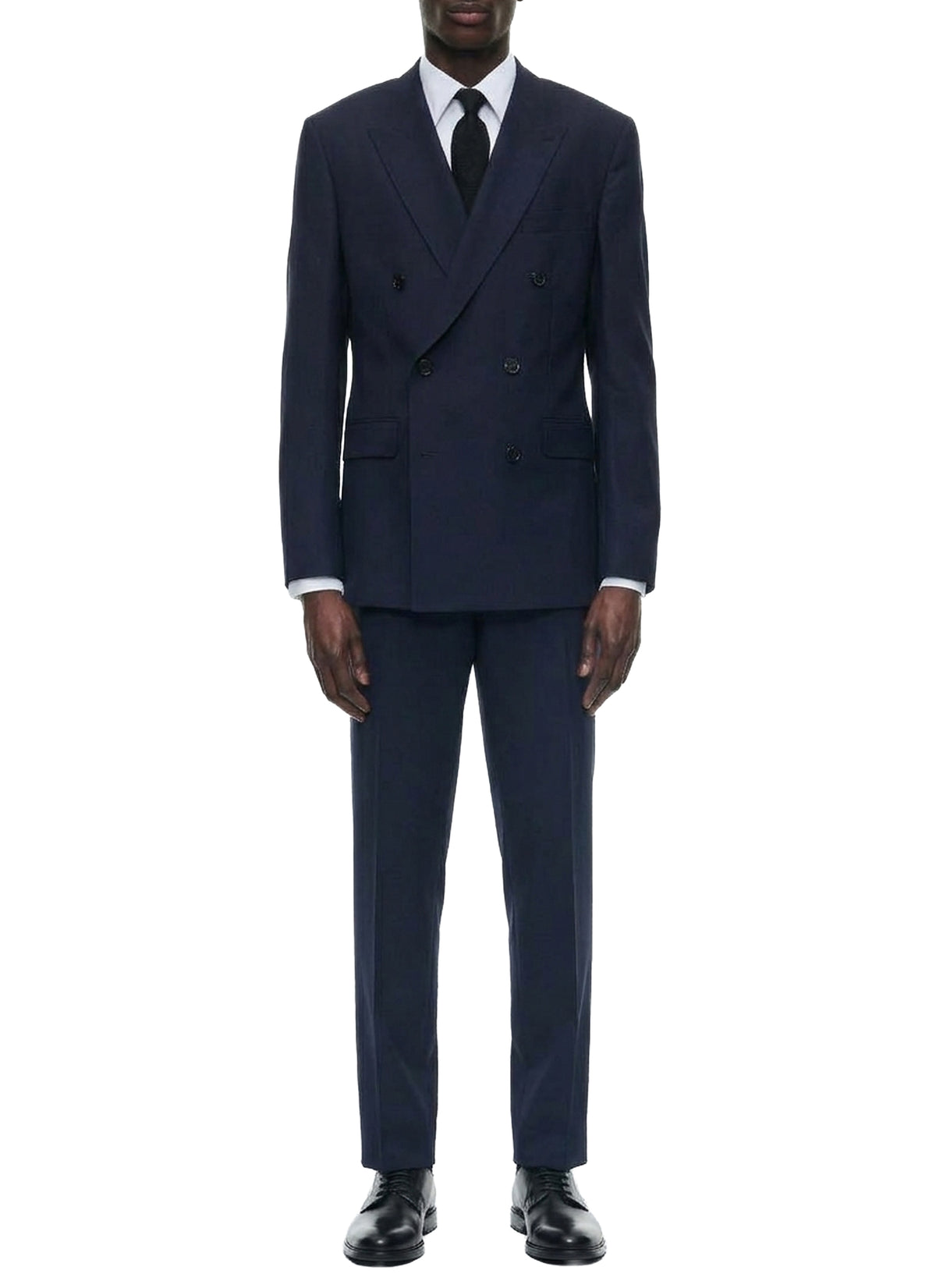 Double-breasted blazer in woollen twill - Carbone