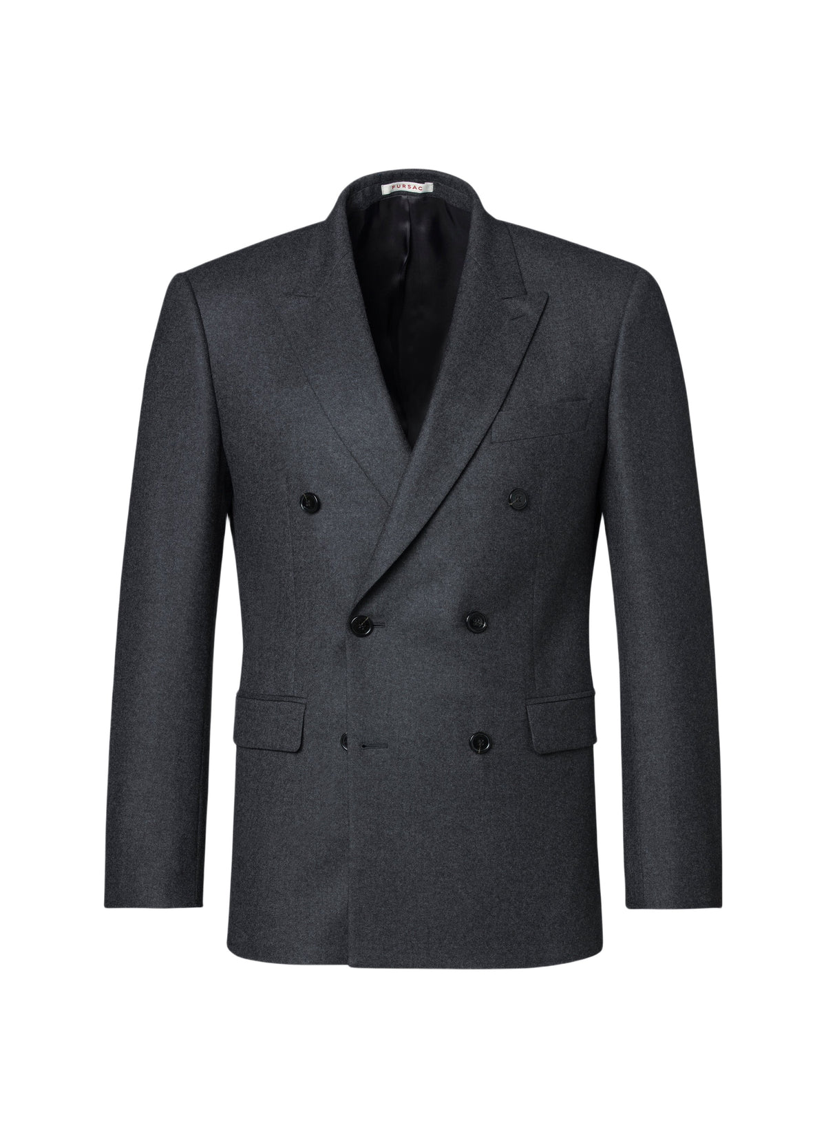 Double-breasted wool flannel blazer - Steel