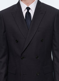 Veste croisée en flanelle de laine - Bleu Marine