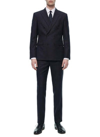 Blazer croisée en flanelle de laine - Carbone