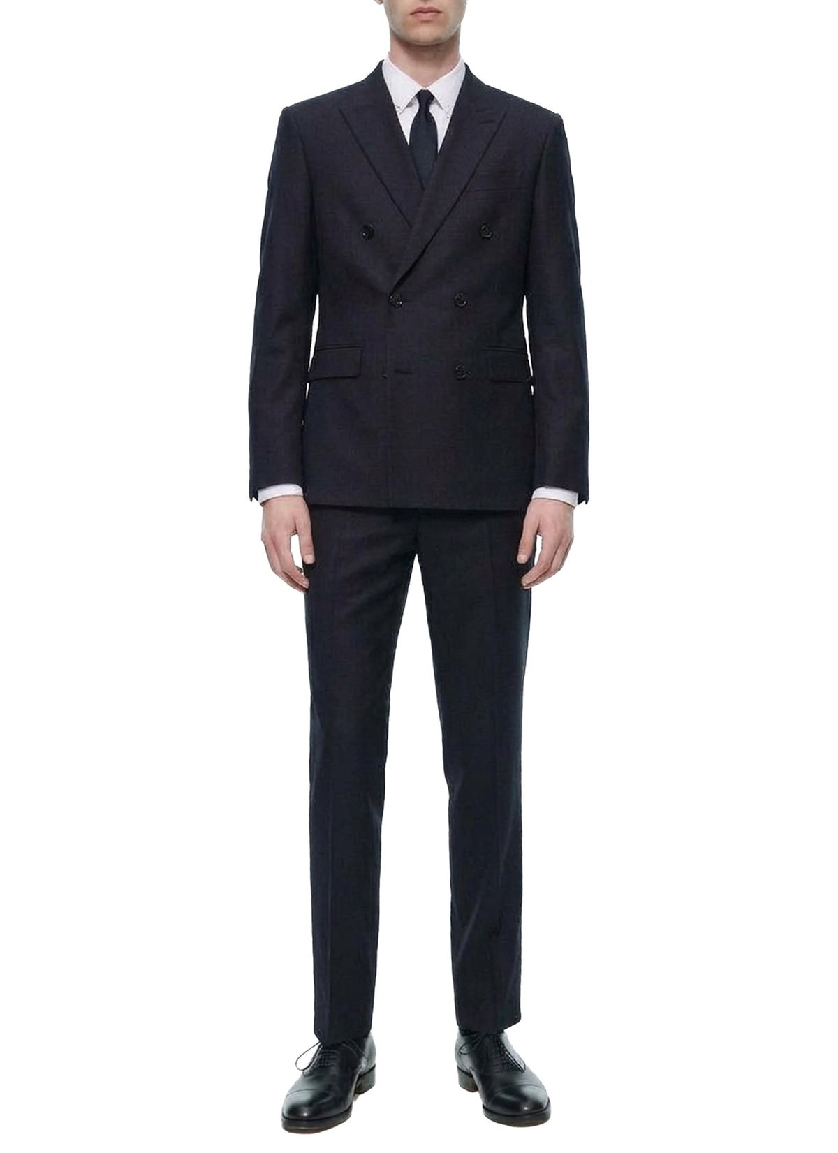 Blazer croisée en flanelle de laine - Carbone