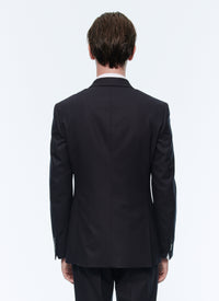 Veste croisée en flanelle de laine - Bleu Marine