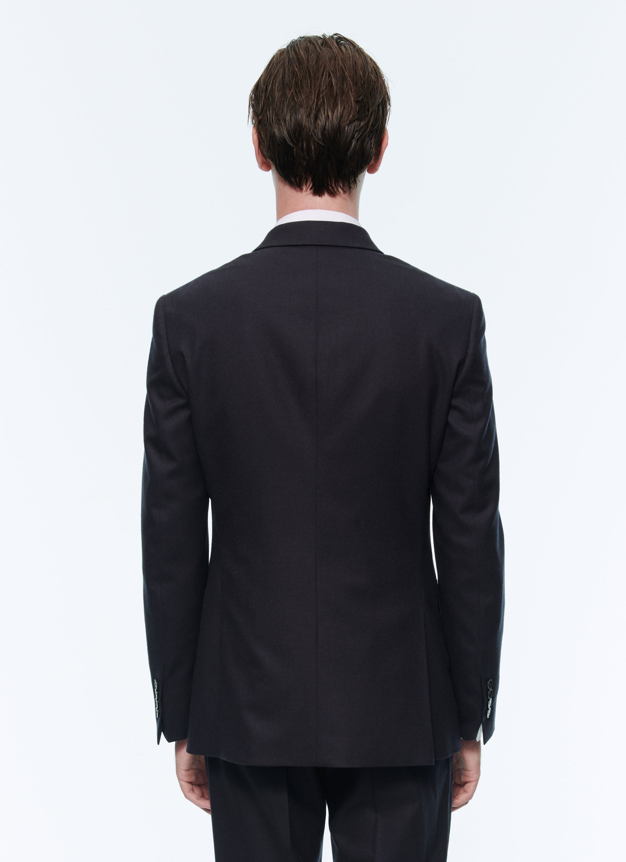 Veste croisée en flanelle de laine - Bleu Marine