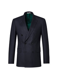 Veste croisée en flanelle de laine - Bleu Marine