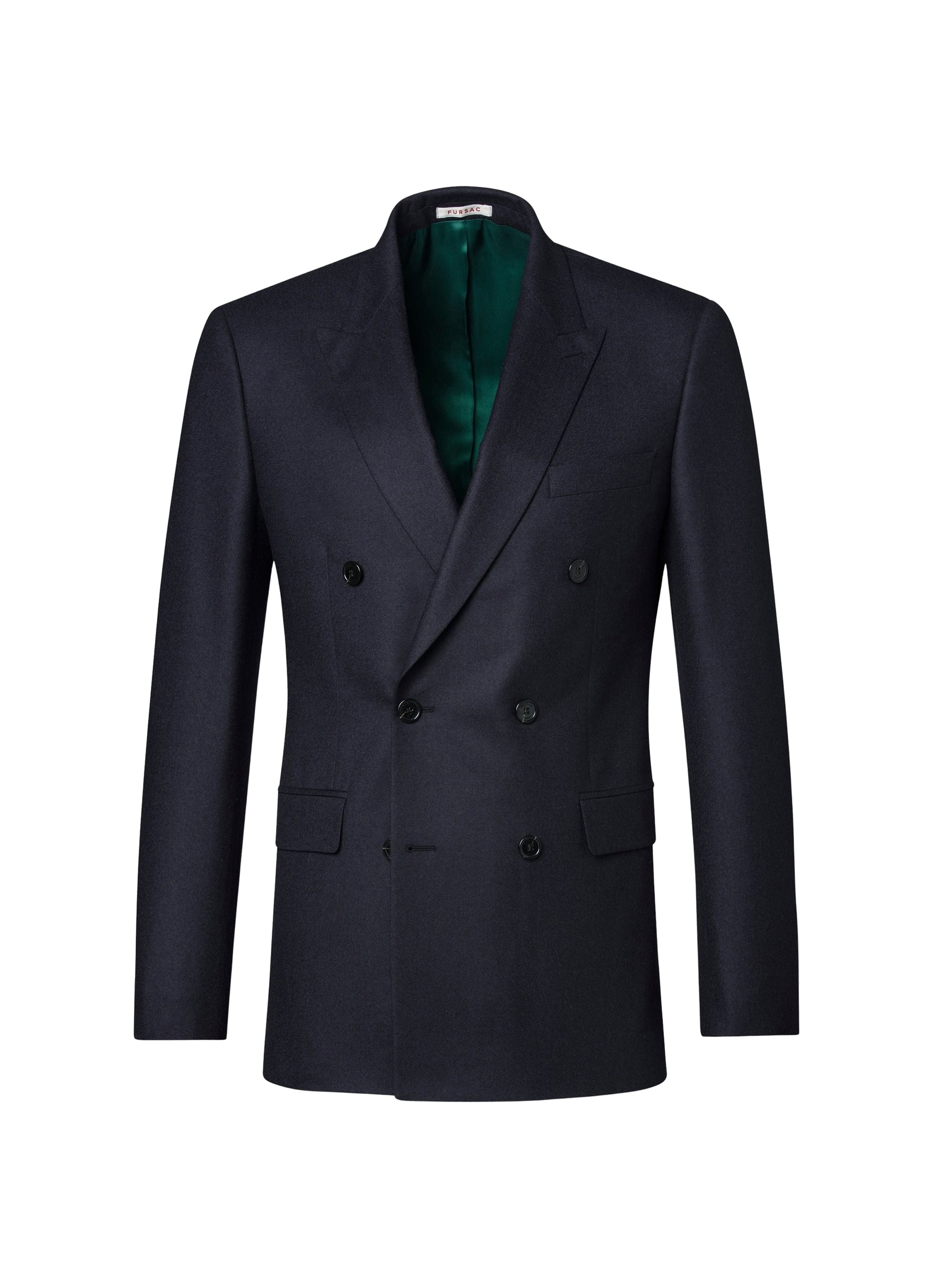 Veste croisée en flanelle de laine - Bleu Marine