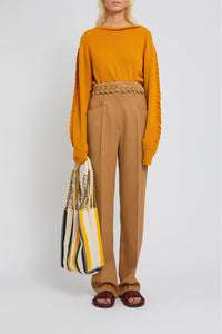 Pantalon Valentin coupe droite en laine - Camel