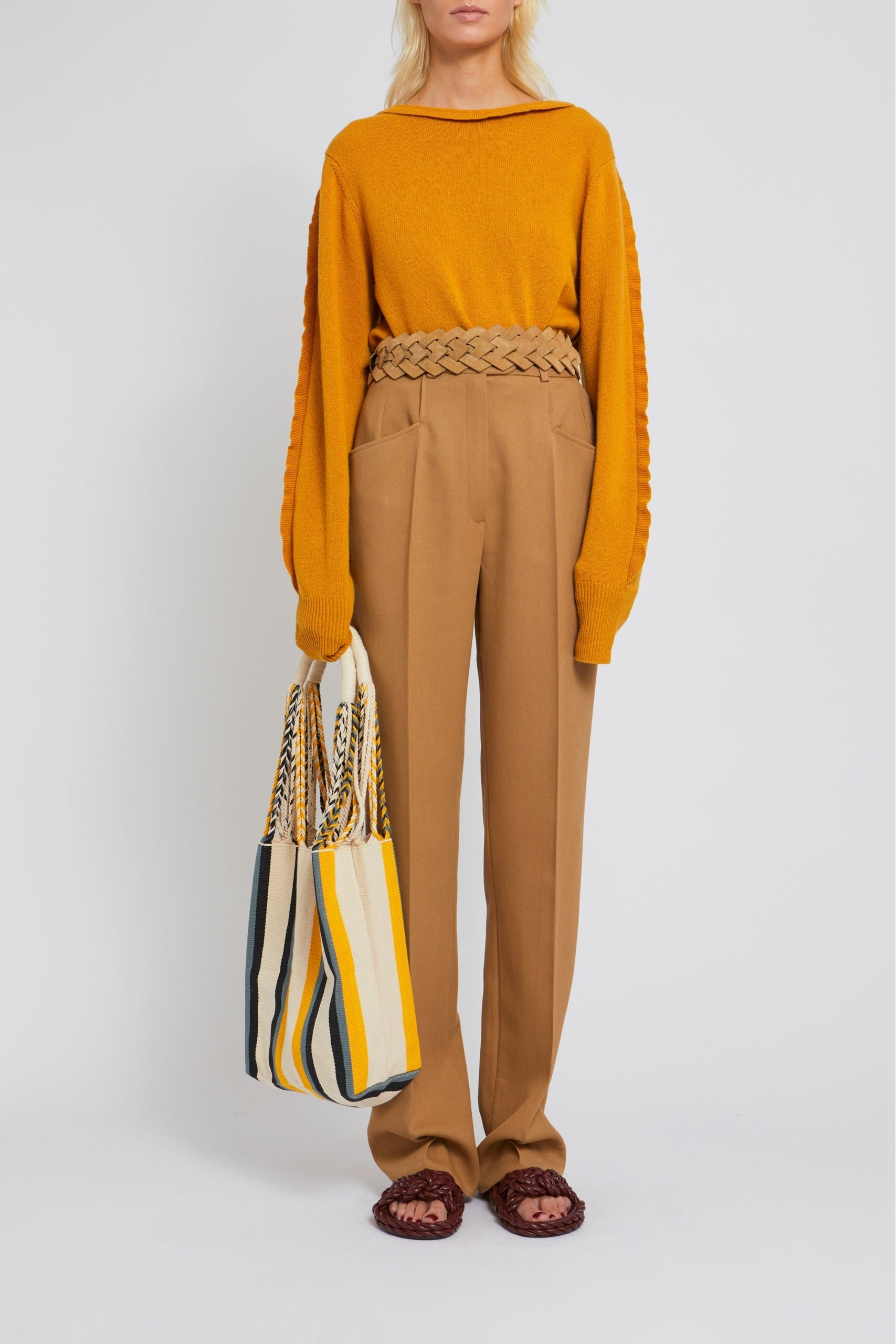 Pantalon Valentin coupe droite en laine - Camel