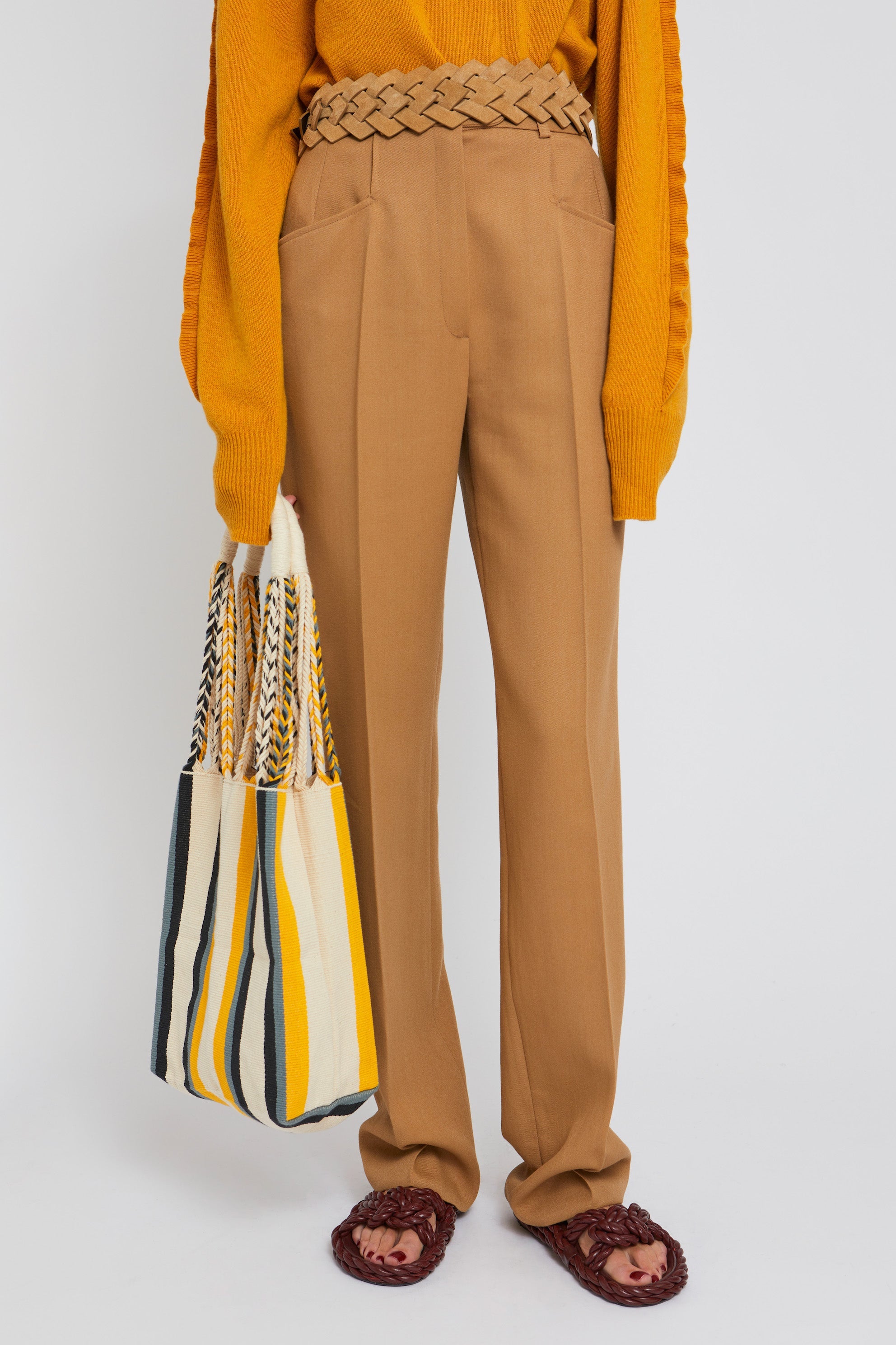 Pantalon Valentin coupe droite en laine - Camel