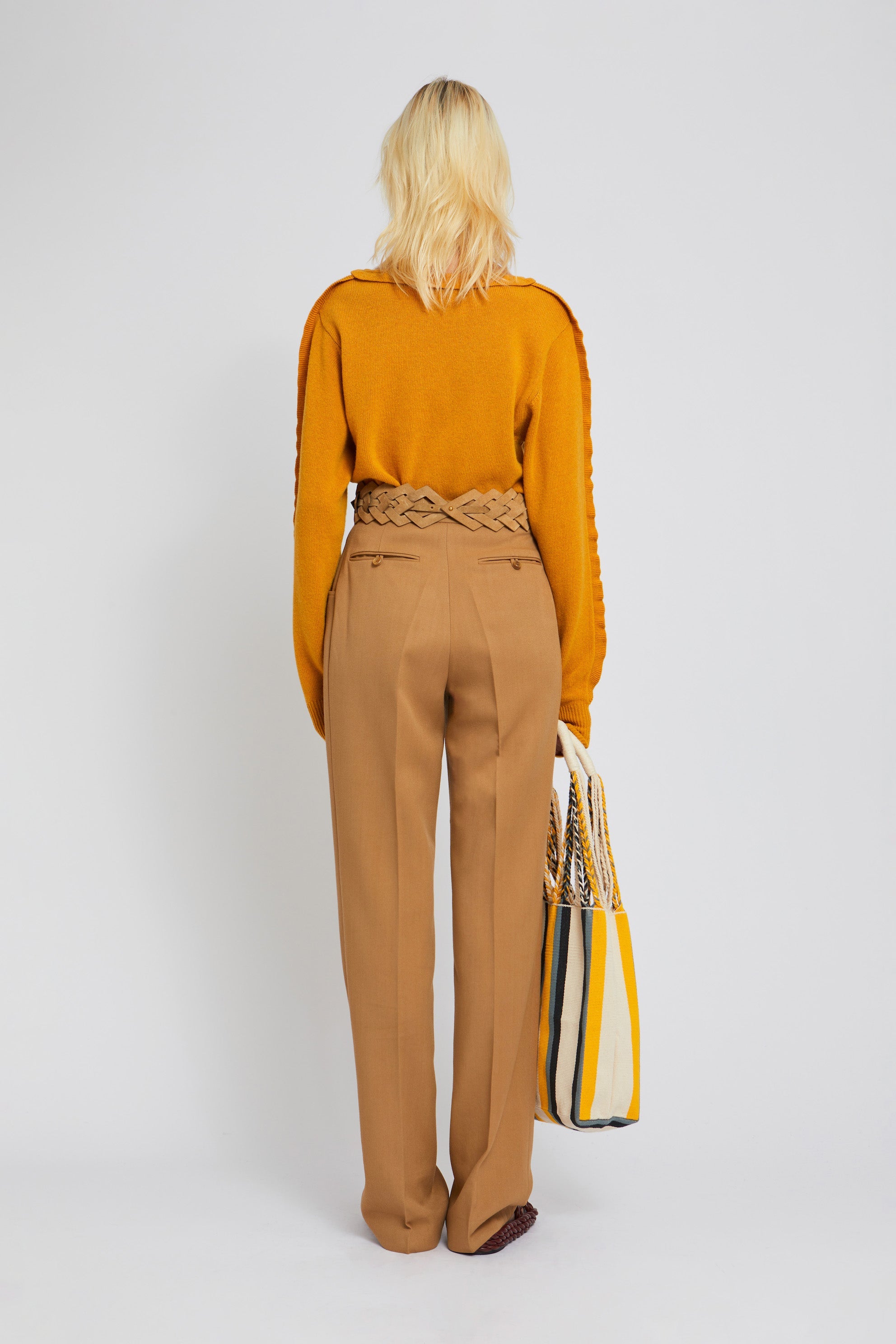 Pantalon Valentin coupe droite en laine - Camel