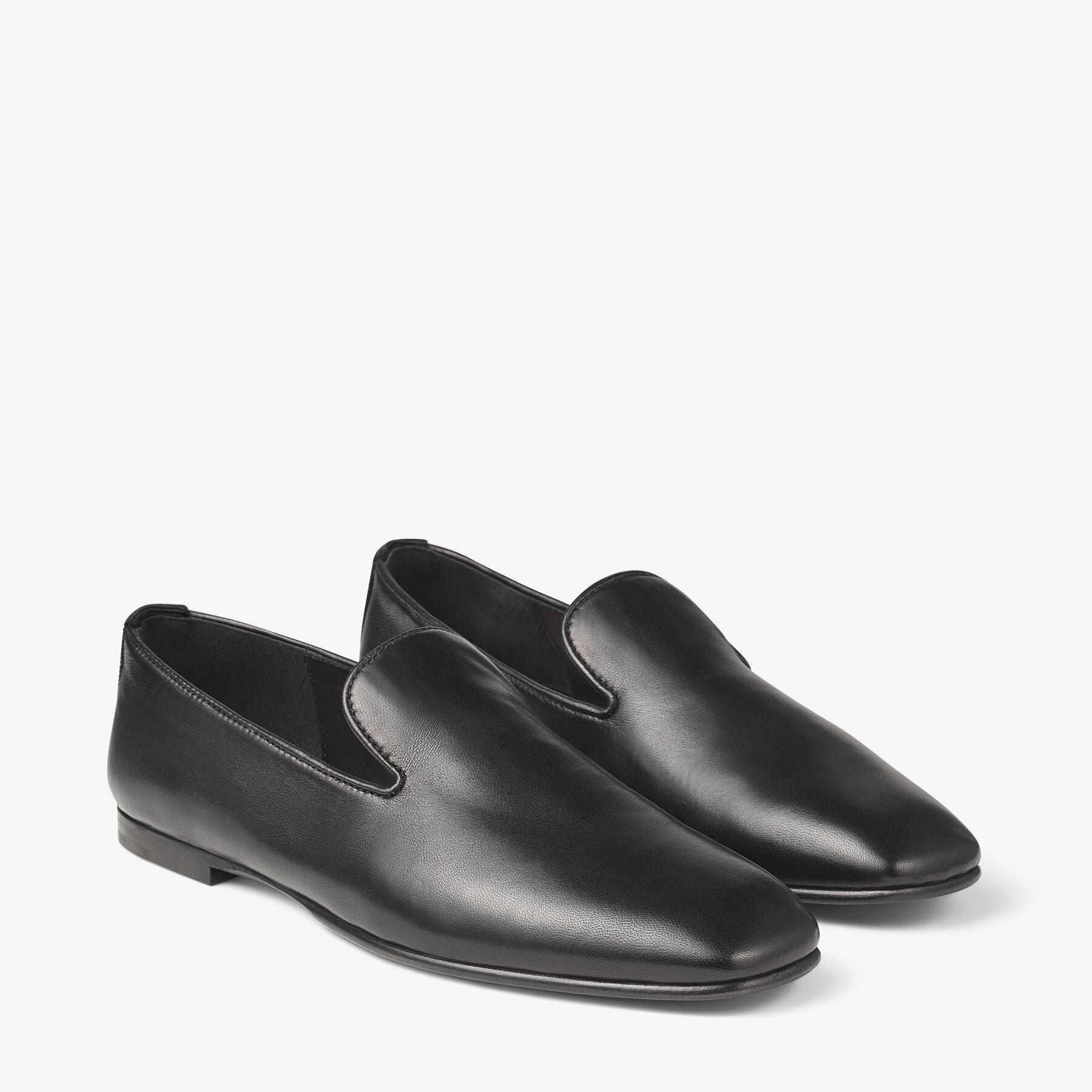 Vance flat leather loafers with JC button - Black