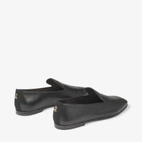 Vance flat leather loafers with JC button - Black