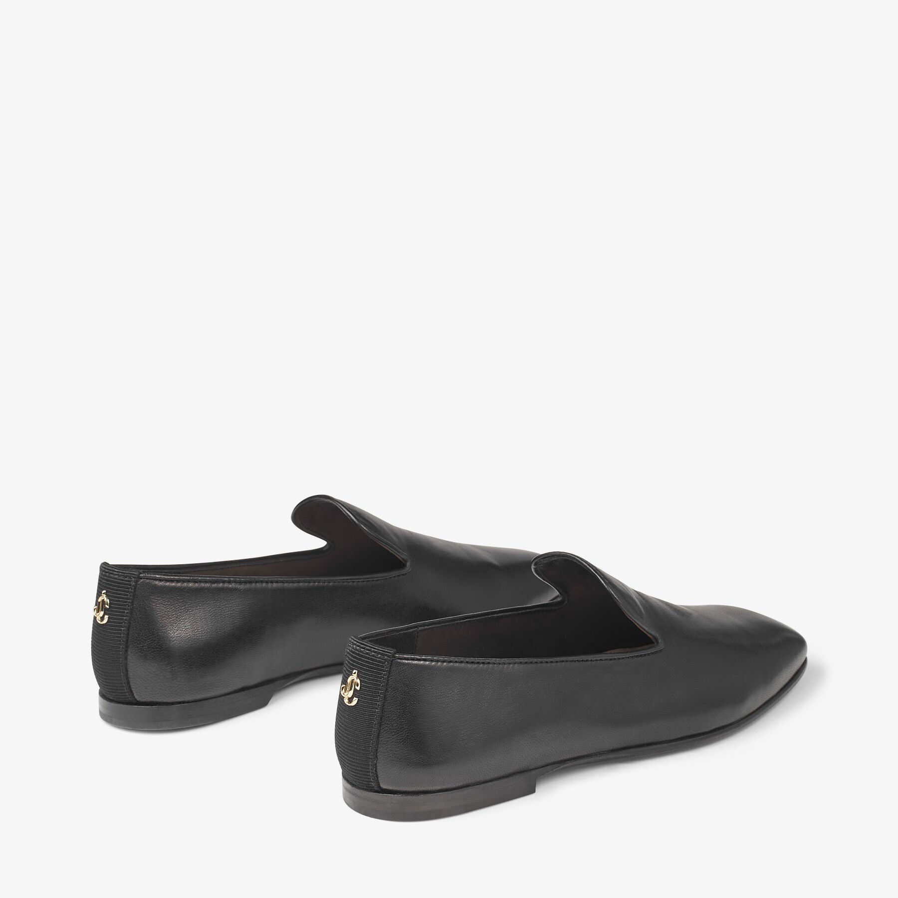 Vance flat leather loafers with JC button - Black