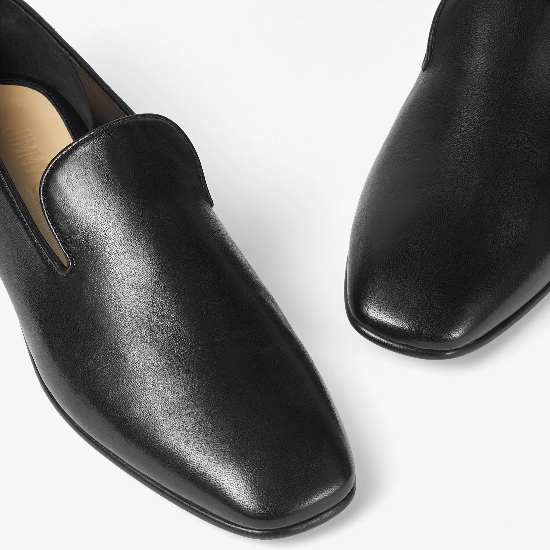 Vance flat leather loafers with JC button - Black