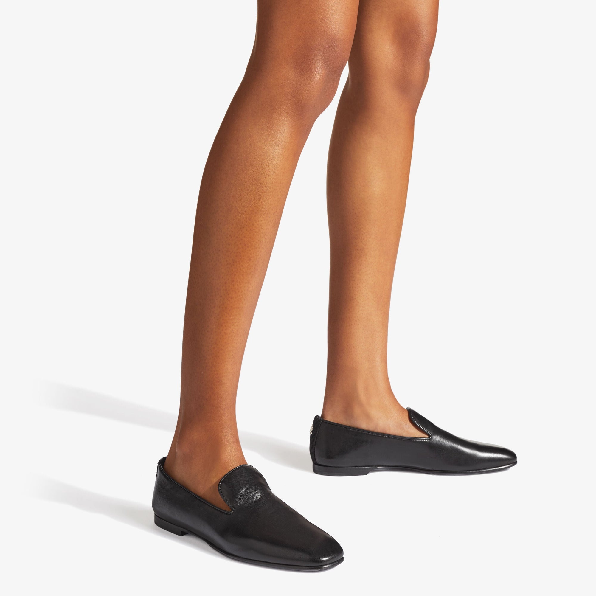 Vance flat leather loafers with JC button - Black