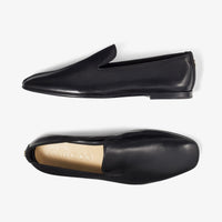 Vance flat leather loafers with JC button - Black
