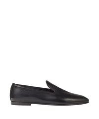 Vance flat leather loafers with JC button - Black
