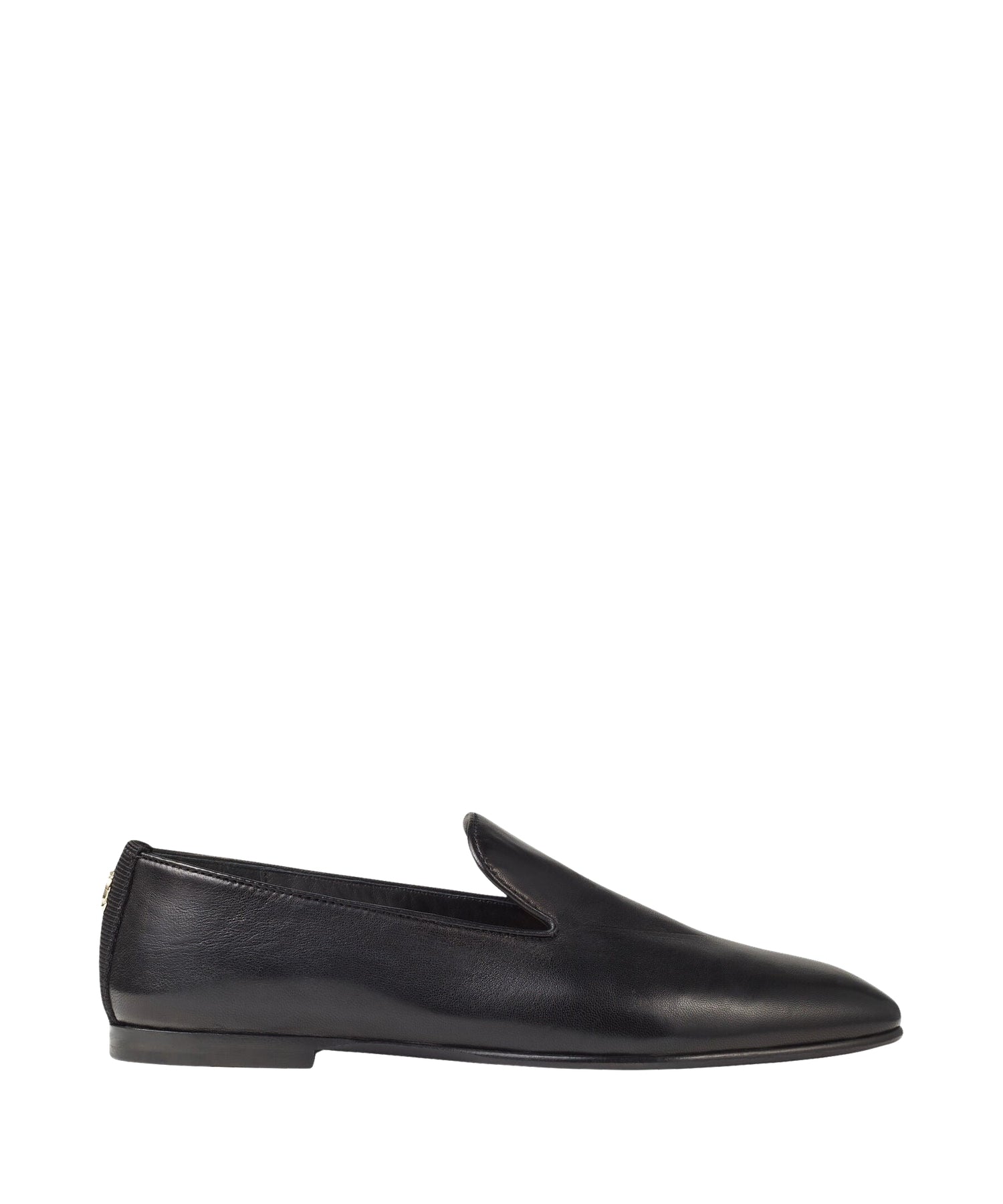 Vance flat leather loafers with JC button - Black