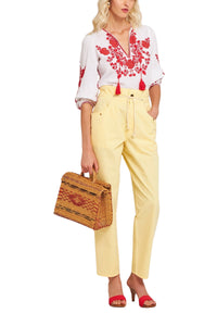 WHITE/RED VANI BLOUSE