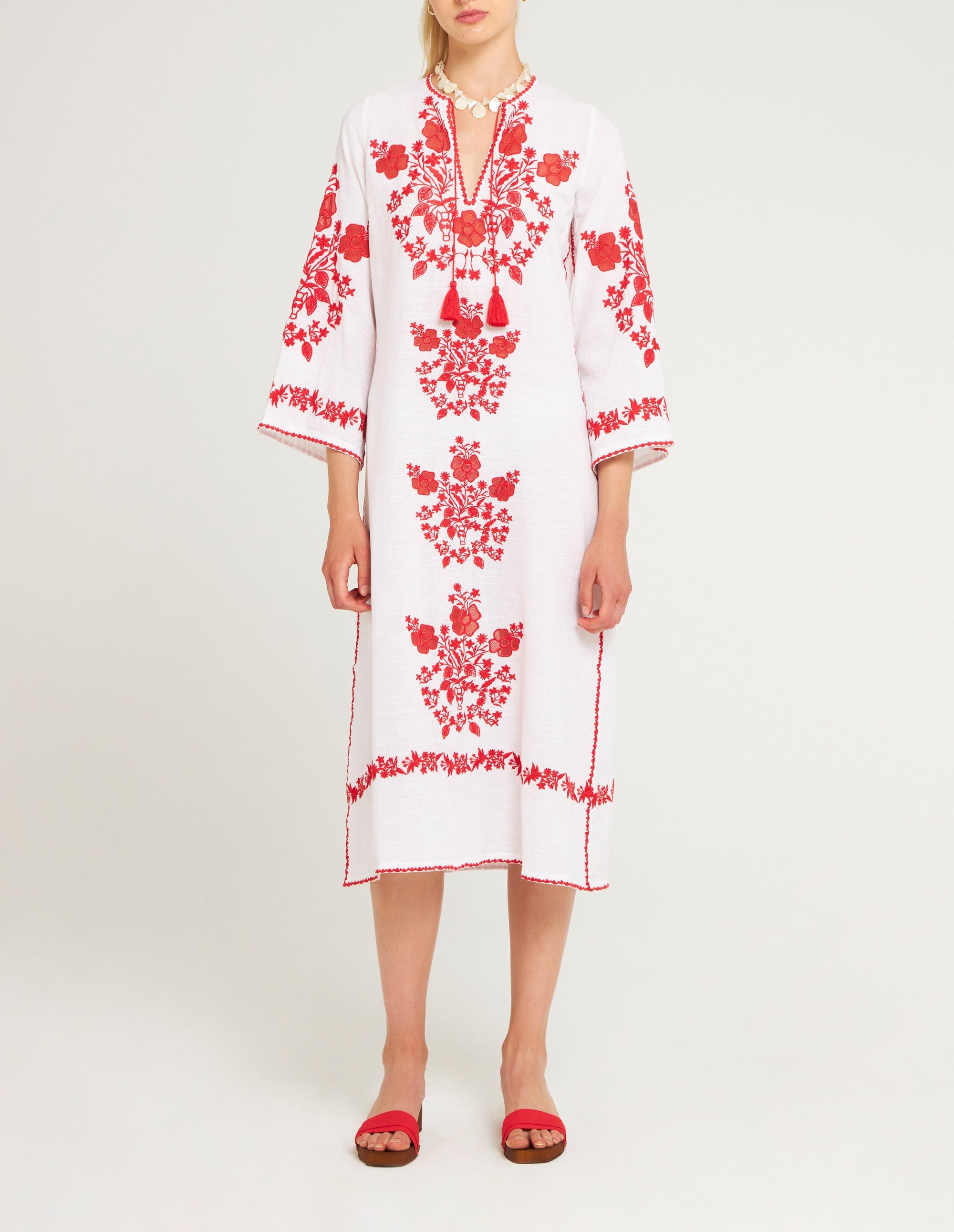WHITE/RED VANI LONGDRESS