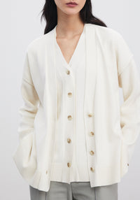 Velvet wool cardigan - Cream