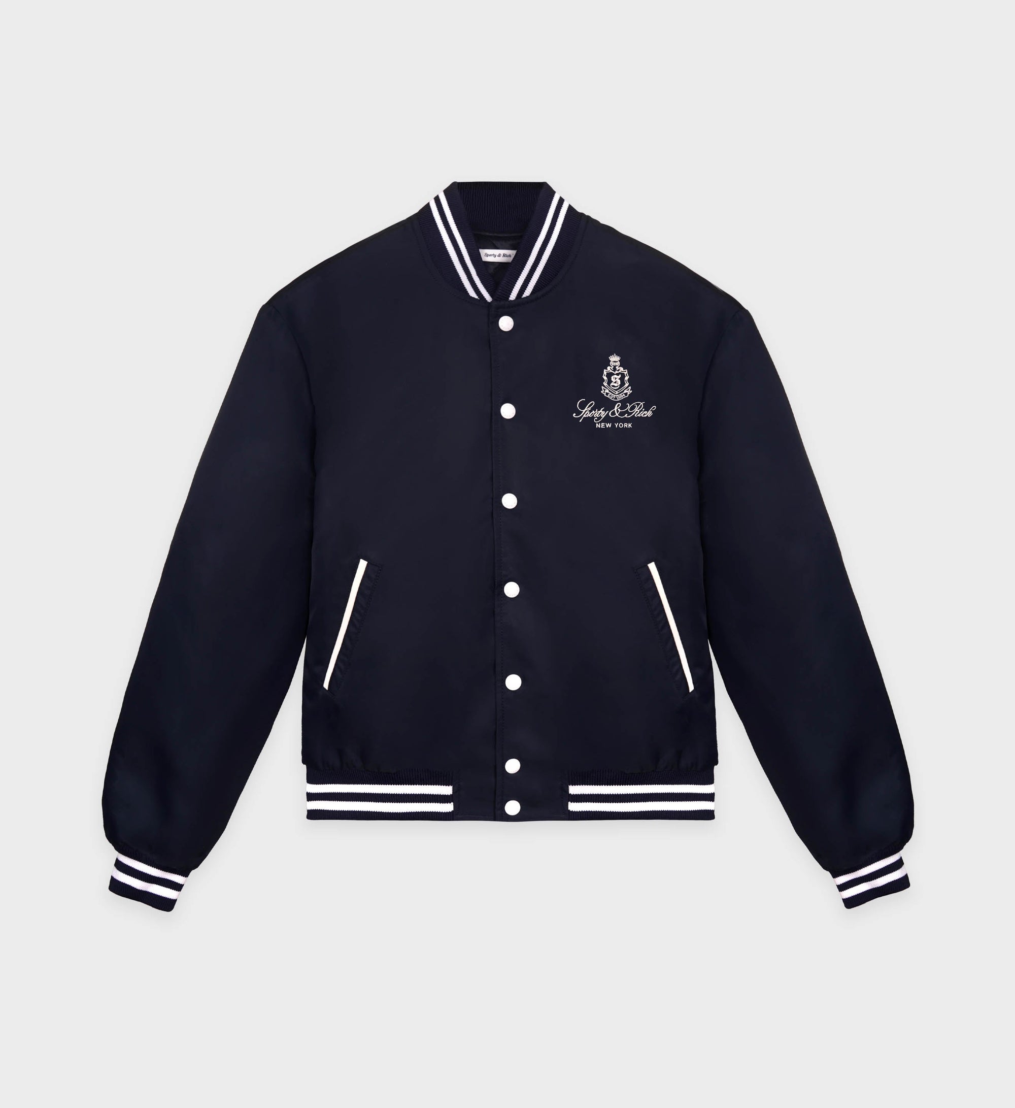 Vendome Nylon Varsity Jacket - Navy & White