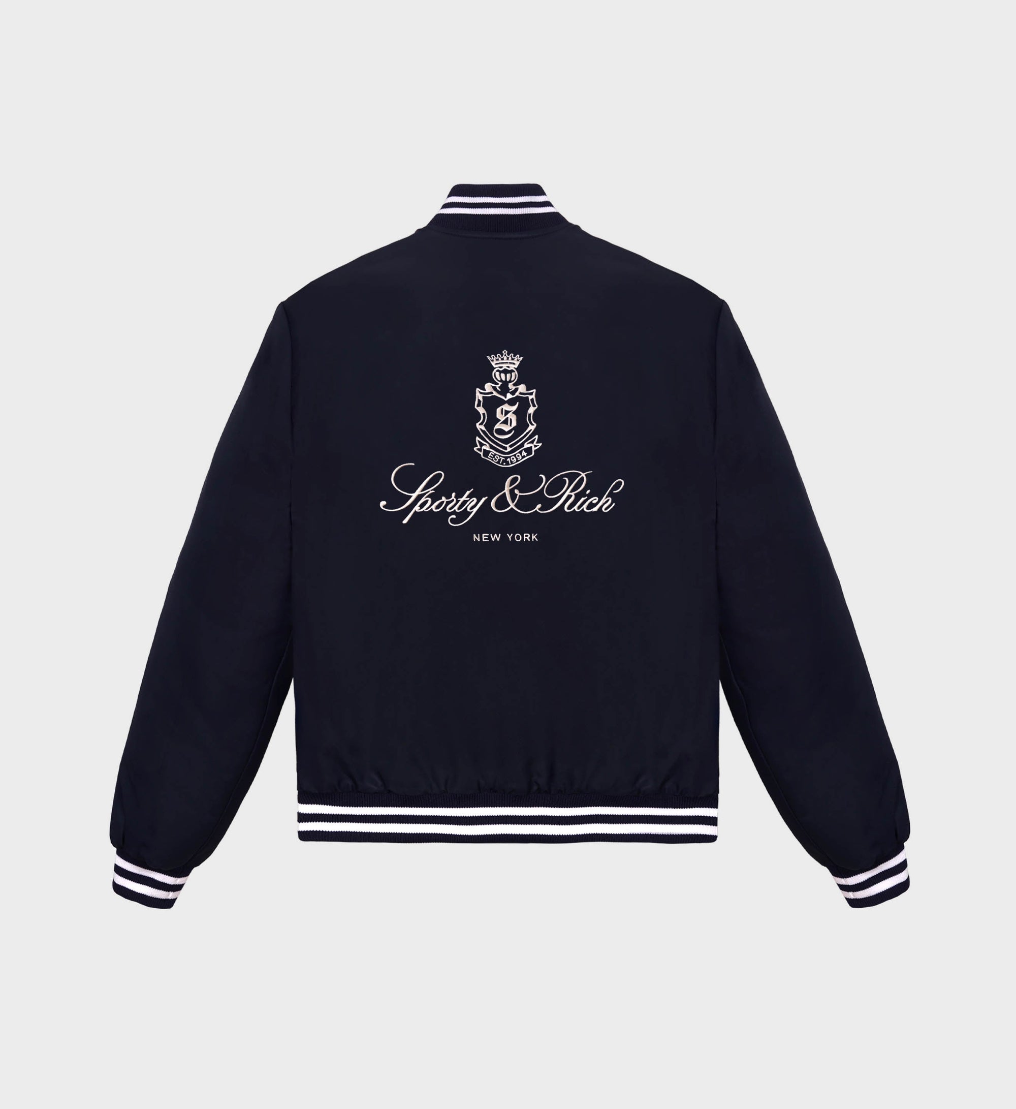 Vendome Nylon Varsity Jacket - Navy & White