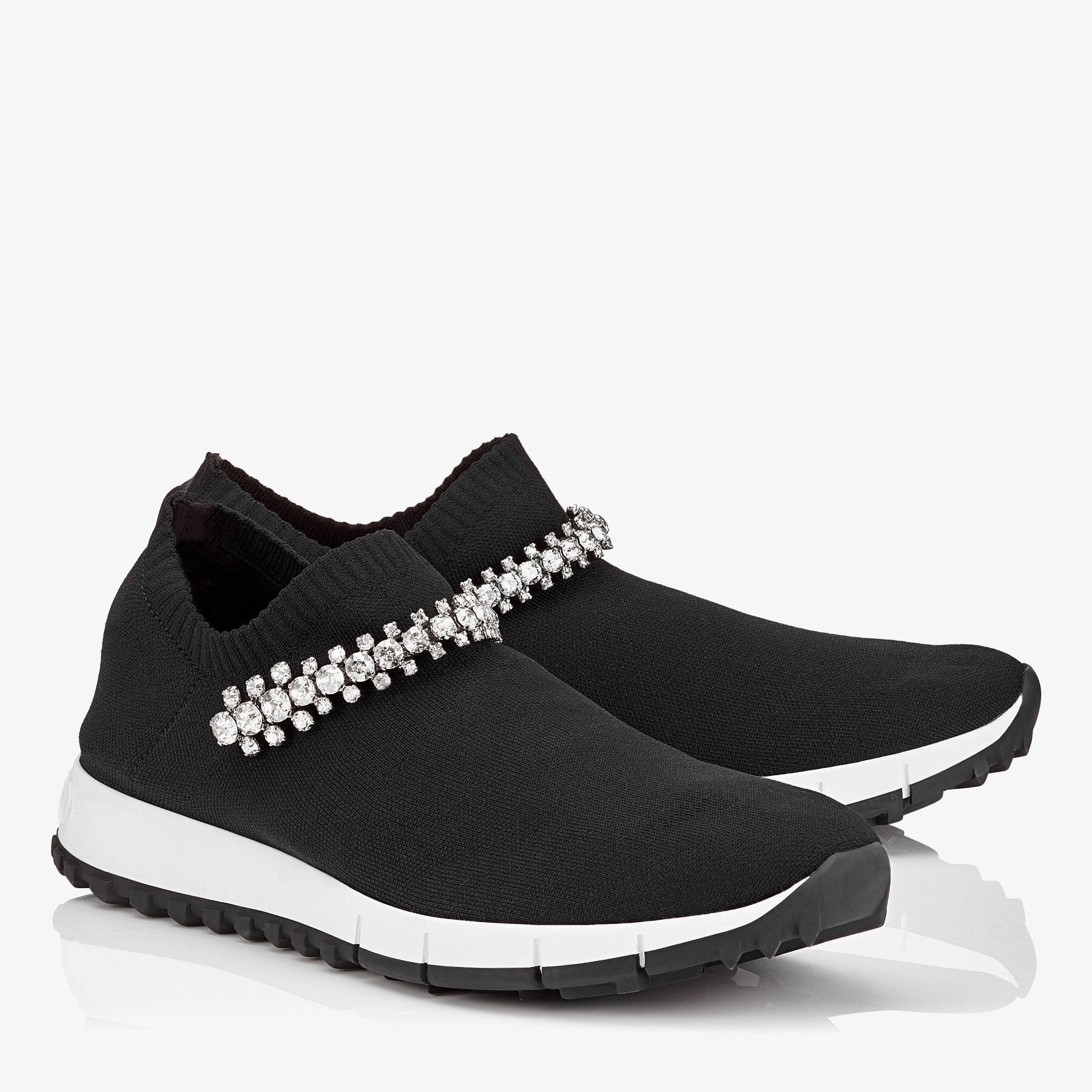 Sneakers Verona à pièce en cristal - Black & Crystal