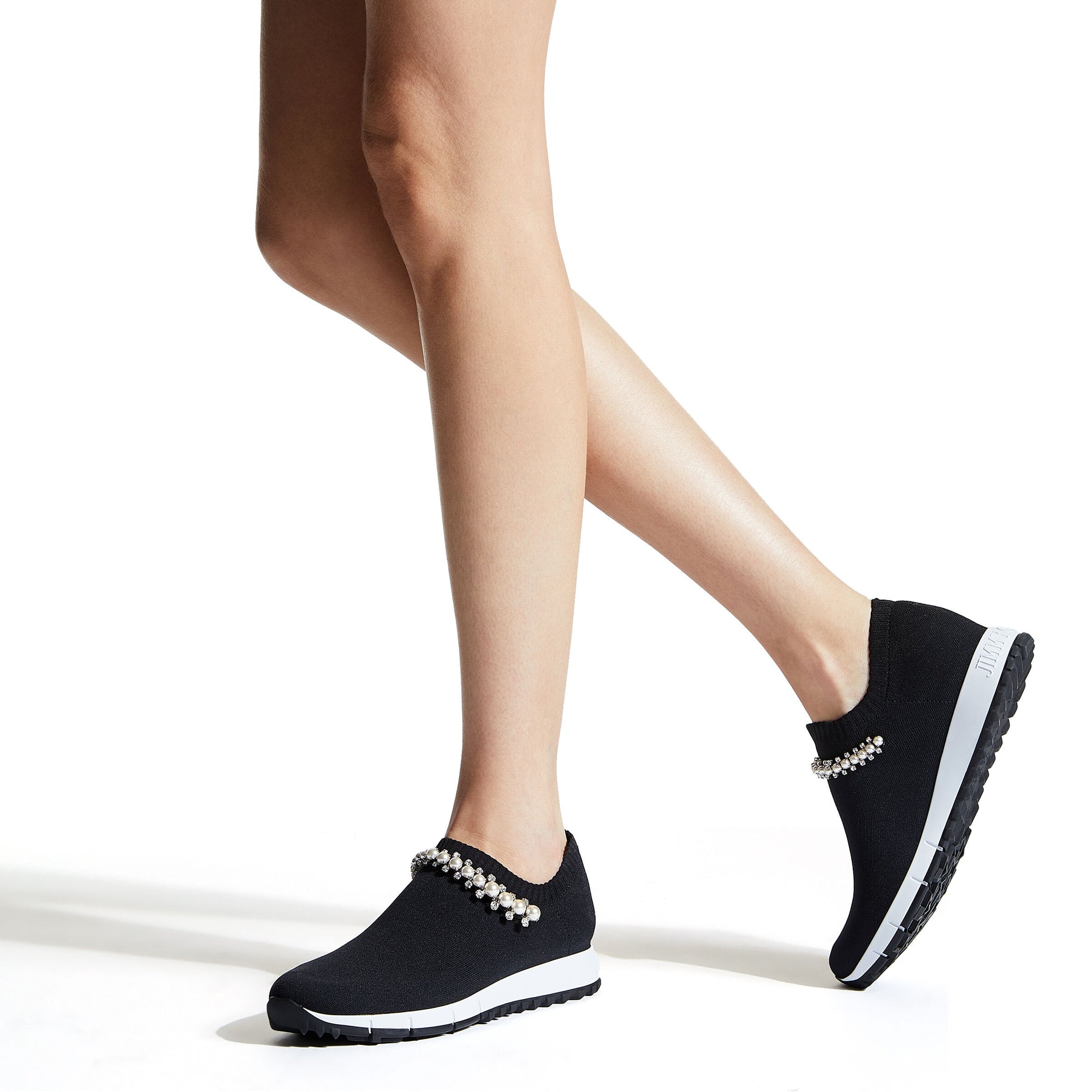 Verona trainers with crystal and pearl details - Black & White