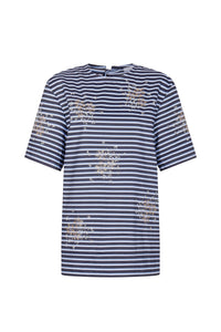 T-shirt do nu oversize à rayures - Stripes Black & Blue