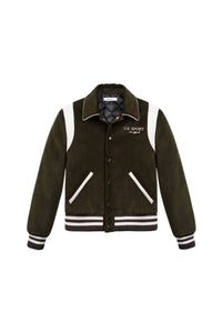 Veste bomber Varsity en velours côtélé - Dark Olive