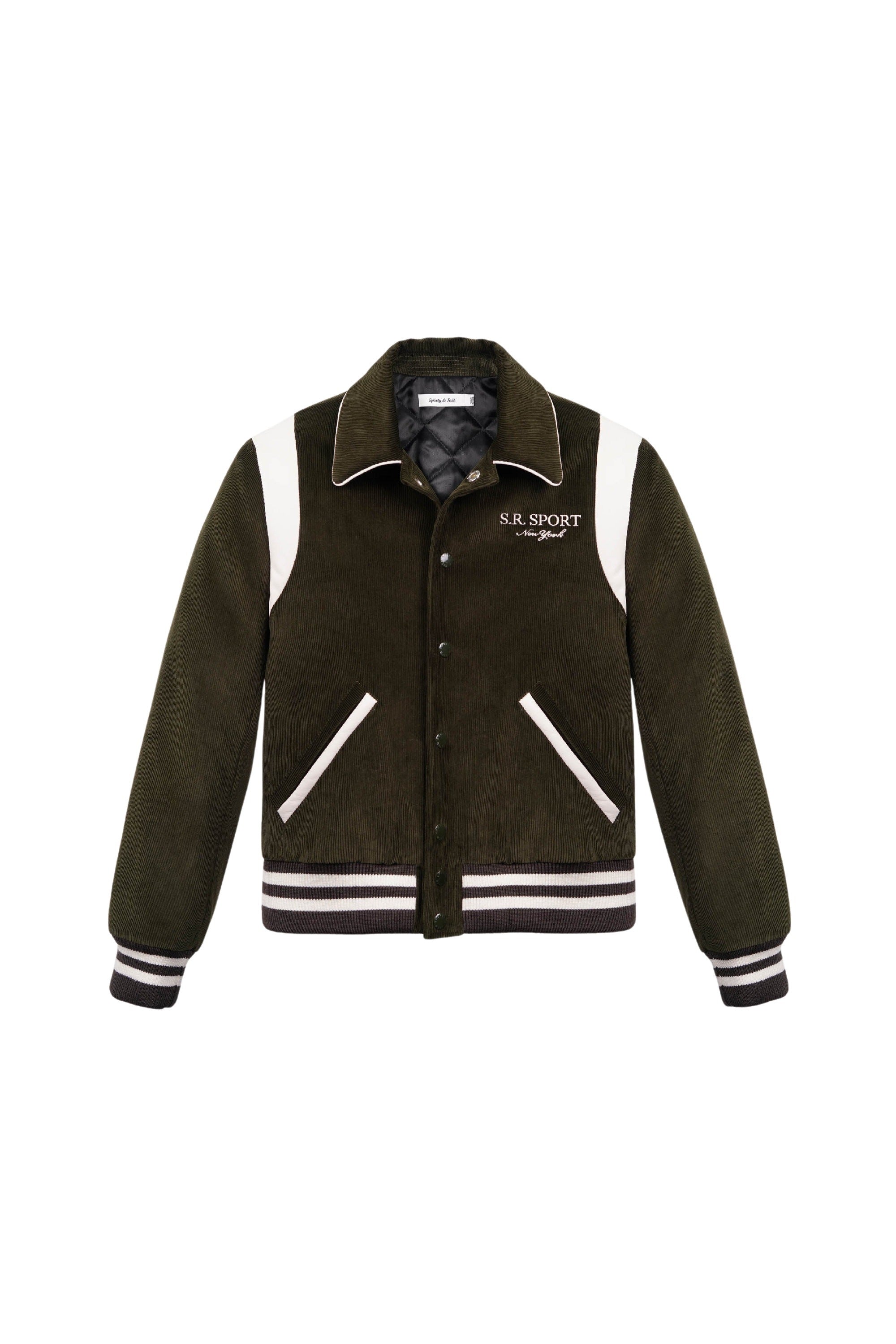 Veste bomber Varsity en velours côtélé - Dark Olive