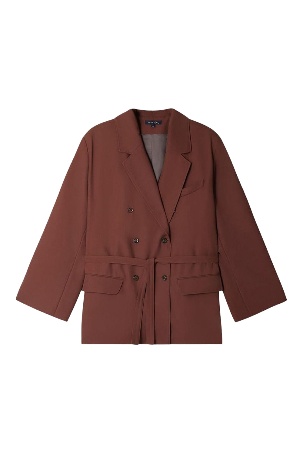 Coline Belted Wool Blazer - Pink Brown