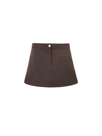 Mini jupe 2 poches en sergé - Mud Brown