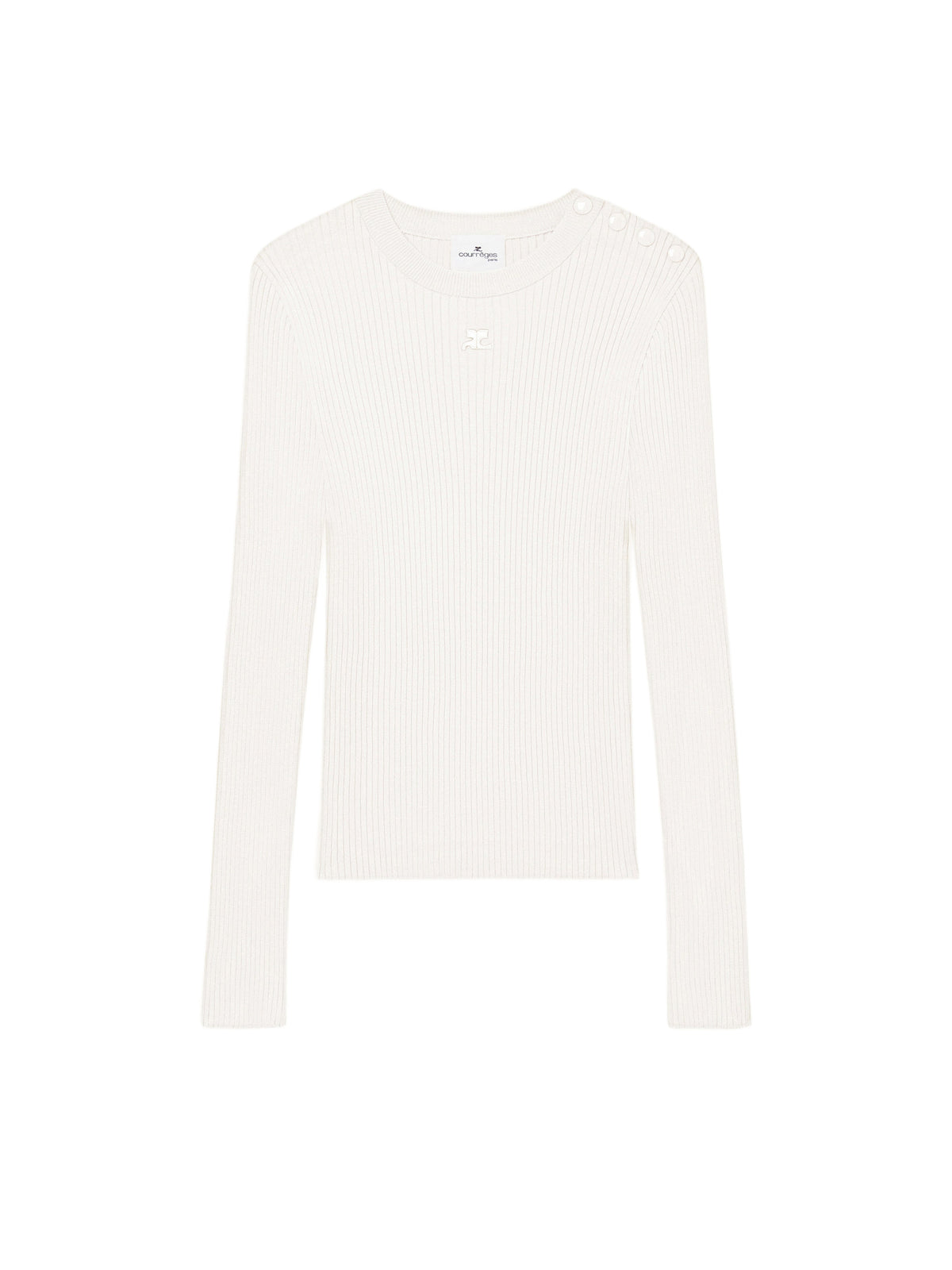 Pull à pressions aux épaules en maille côtelée - Heritage White