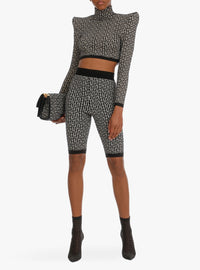 Short taille haute en maille - Ivoire & Noir