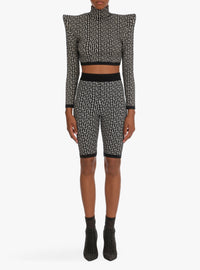 Short taille haute en maille - Ivoire & Noir