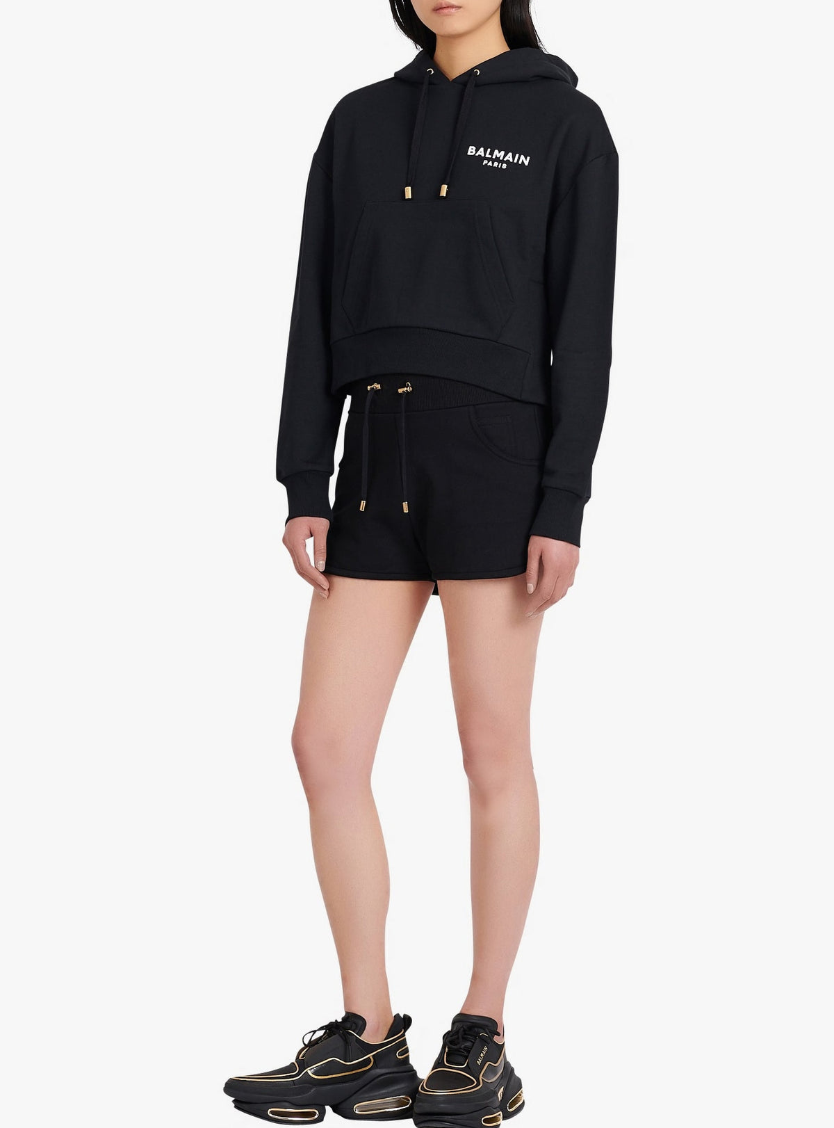 Sweatshirt court à logo floqué - Noir & Blanc