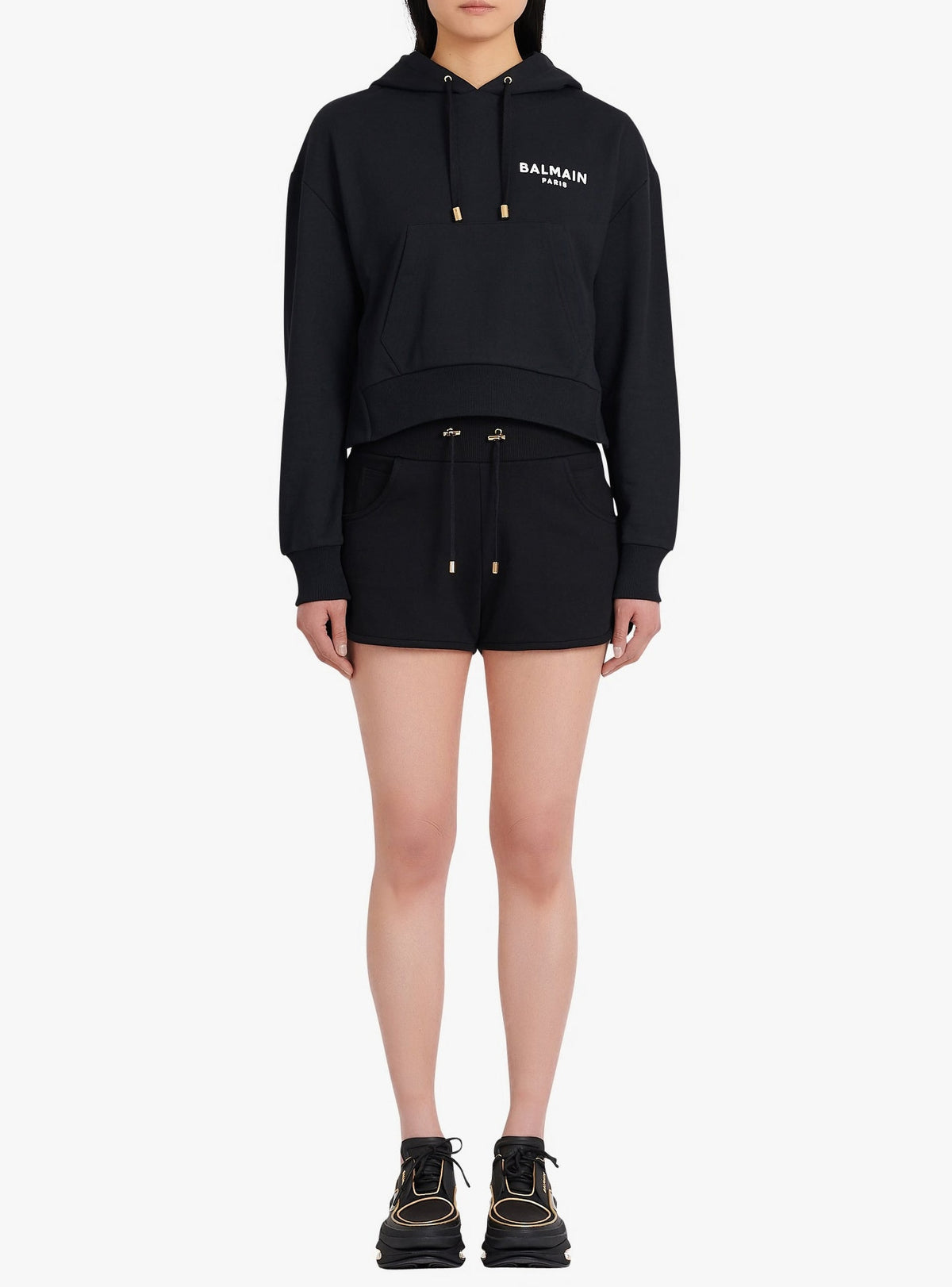 Sweatshirt court à logo floqué - Noir & Blanc