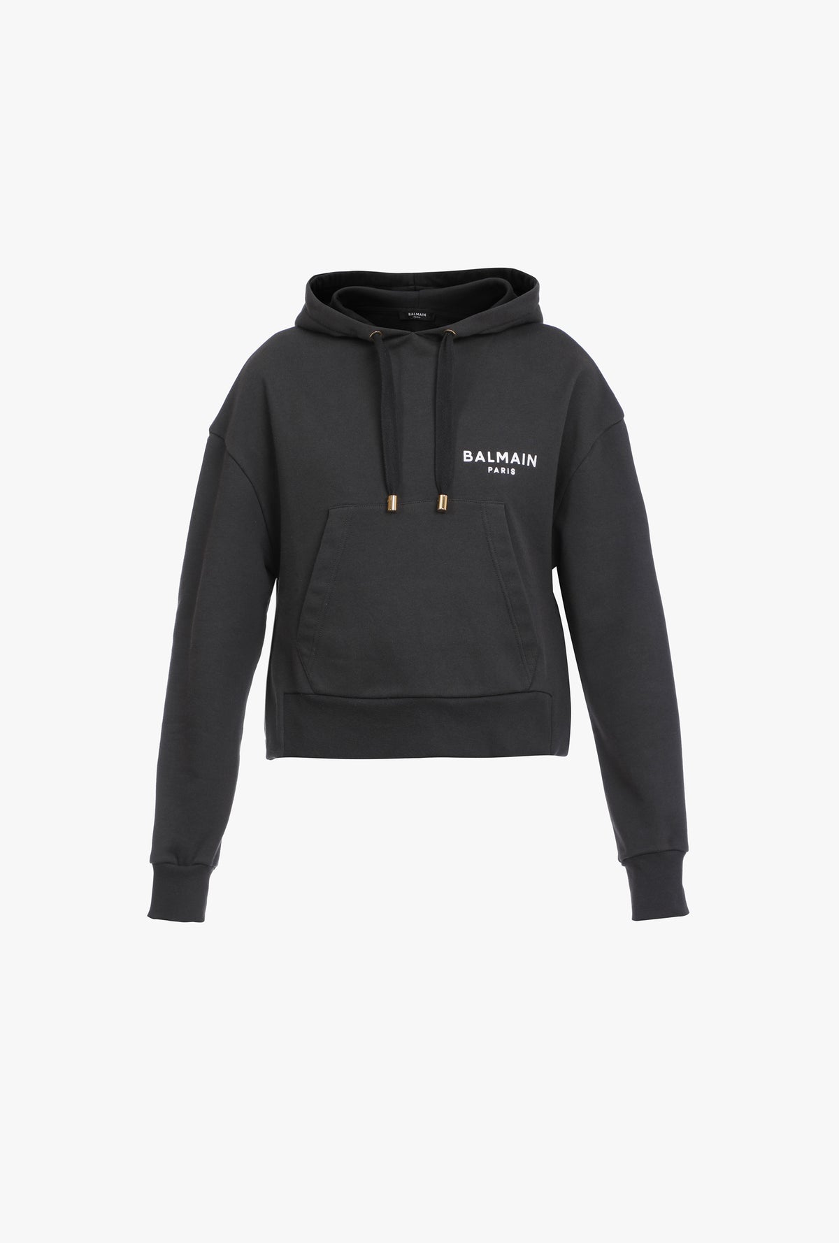 Sweat court en coton éco-design avec logo floqué balmain - Noir & Blanc
