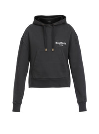 Sweatshirt court à logo floqué - Noir & Blanc