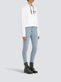Sweatshirt court à logo floqué - Blanc & Noir