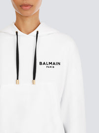 Sweat court en coton éco-design avec logo floqué balmain - Blanc & Noir