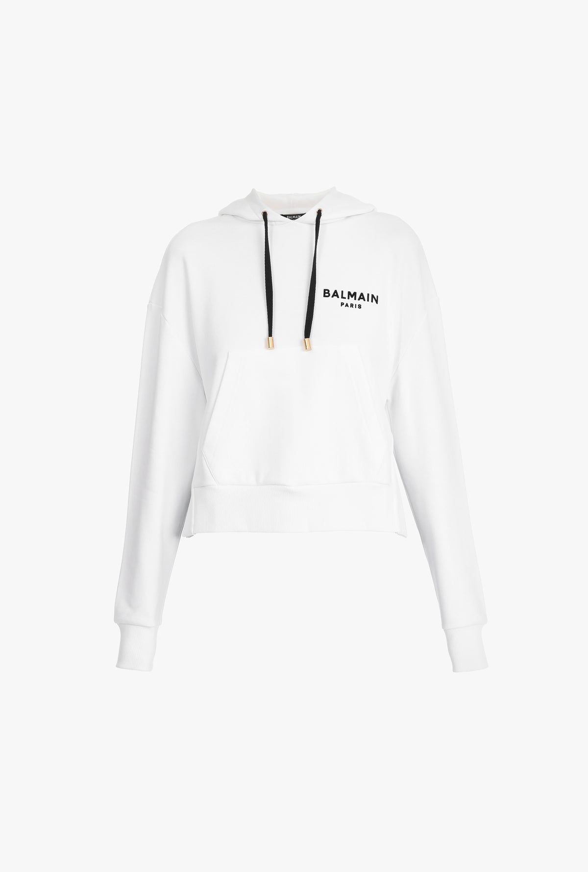 Sweat court en coton éco-design avec logo floqué balmain - Blanc & Noir
